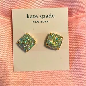 KATE SPADE opal and glitter earrings.